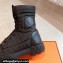 Hermes Fresh Water-repellent Women/Men ankle boots in quilted parachute fabric and calfskin Black