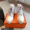 Hermes Fresh Women/Men ankle boots in water-repellent light parachute fabric and calfskin White