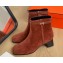 Hermes Hommage ankle boots in suede goatskin brun amourette