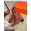 Hermes Hommage ankle boots in suede goatskin brun amourette