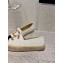 Chanel Gold CC Logo Tweed Espadrilles G29762 Beige 2024