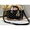 Dior Medium Lady D-Joy Bag in Black Cannage Lambskin with Gold-Finish Butterfly Studs 2024