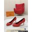 Louis Vuitton Stiletto Heel Pumps in Patent Leather Red with Bow Knot