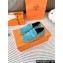 Hermes Faubourg loafer in suede goatskin bleu pinède with signature "H" detail 2024