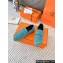 Hermes Faubourg loafer in suede goatskin bleu pinède with signature "H" detail 2024
