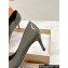 Louis Vuitton Patent Leather Gray and Monogram Canvas Stiletto Heel Pumps with Bow