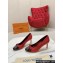 Louis Vuitton Patent Leather Red and Monogram Canvas Stiletto Heel Pumps with Bow