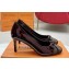 Louis Vuitton Patent Leather Burgundy and Monogram Canvas Stiletto Heel Pumps with Bow