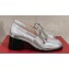 Roger Vivier Heel 5.5cm Viv' Rangers Metal Buckle Loafers in Leather Silver 2024