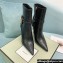 Tom Ford Heel 10.5cm Leather Padlock Ankle Boots Croco Pattern Black 2024