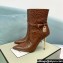 Tom Ford Heel 10.5cm Leather Padlock Ankle Boots Croco Pattern Brown 2024
