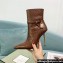 Tom Ford Heel 10.5cm Leather Padlock Ankle Boots Croco Pattern Brown 2024