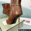 Tom Ford Heel 10.5cm Leather Padlock Ankle Boots Croco Pattern Brown 2024