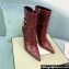 Tom Ford Heel 10.5cm Leather Padlock Ankle Boots Croco Pattern Burgundy 2024