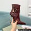 Tom Ford Heel 10.5cm Leather Padlock Ankle Boots Croco Pattern Burgundy 2024