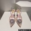 Rene Caovilla Heel 7.5cm Barbara Slingbacks Pink in Leather, crystals and rhinestones 2024