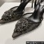 Rene Caovilla Heel 7.5cm Barbara Slingbacks Black in Leather, crystals and rhinestones 2024
