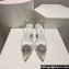 Rene Caovilla Heel 7.5cm Barbara Slingbacks White in Leather, crystals and rhinestones 2024
