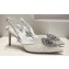 Rene Caovilla Heel 7.5cm Barbara Slingbacks White in Leather, crystals and rhinestones 2024