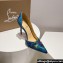 Christian Louboutin Heel 10cm Gem Artifice D'Orsay Pumps Blue 2024
