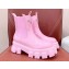 Prada Monolith brushed leather booties Pink with Enameled metal triangle logo 1T256N 2024
