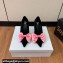 Balmain Heel 9.5cm Velvet Clara stilettos Pumps with Large satin bow Black/Pink 2024
