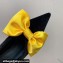 Balmain Heel 9.5cm Velvet Clara stilettos Pumps with Large satin bow Black/Yellow 2024