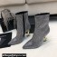 Saint Laurent Heel 10.5cm opyum booties in leather with Crystals Silver 2024