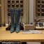 Balenciaga Heel 9cm Cagole Boots in blue denim printed Nappa lambskin