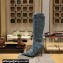 Balenciaga Heel 9cm Cagole Boots in blue denim printed Nappa lambskin