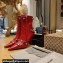 Balenciaga Heel 9cm Cagole Booties in Arena lambskin Red