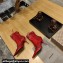 Balenciaga Heel 9cm Cagole Booties in Arena lambskin Red