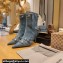 Balenciaga Heel 9cm Cagole Booties in blue denim printed Nappa lambskin