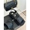 Chanel Heel 4cm Logo and Quilting Lambskin Beach Sandals Black 2024