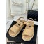 Chanel Heel 4cm Logo and Quilting Lambskin Beach Sandals Beige 2024