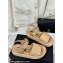 Chanel Heel 4cm Logo and Quilting Lambskin Beach Sandals Beige 2024