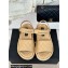 Chanel Heel 4cm Logo and Quilting Lambskin Beach Sandals Beige 2024
