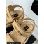 Chanel Heel 4cm Logo and Quilting Lambskin Beach Sandals Beige 2024