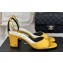 Chanel Heel 6cm Patent Calfskin Sandals Yellow 2024