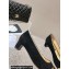Chanel Heel 5cm CC Logo Black Suede and Gold Leather Pumps 2024