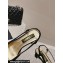 Chanel Heel 5cm CC Logo Black Suede and Gold Leather Slingbacks 2024