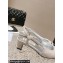 Chanel Heel 5cm CC Logo Gray Suede and Silver Leather Slingbacks 2024