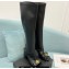 Versace Heel 10.5cm Gianni Ribbon Knee-High Boots Leather Black 2024