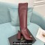Versace Heel 10.5cm Gianni Ribbon Knee-High Boots Leather Burgundy 2024