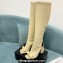 Versace Heel 10.5cm Gianni Ribbon Knee-High Boots Leather Beige 2024