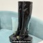 Versace Heel 10.5cm Gianni Ribbon Knee-High Boots Leather Patent Black 2024