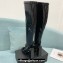 Versace Heel 10.5cm Gianni Ribbon Knee-High Boots Leather Patent Black 2024