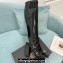 Versace Heel 10.5cm Gianni Ribbon Knee-High Boots Leather Patent Black 2024