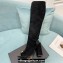 Versace Heel 10.5cm Gianni Ribbon Knee-High Boots Leather Suede Black 2024