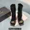 Versace Heel 10.5cm Gianni Ribbon Ankle Boots Leather Black 2024